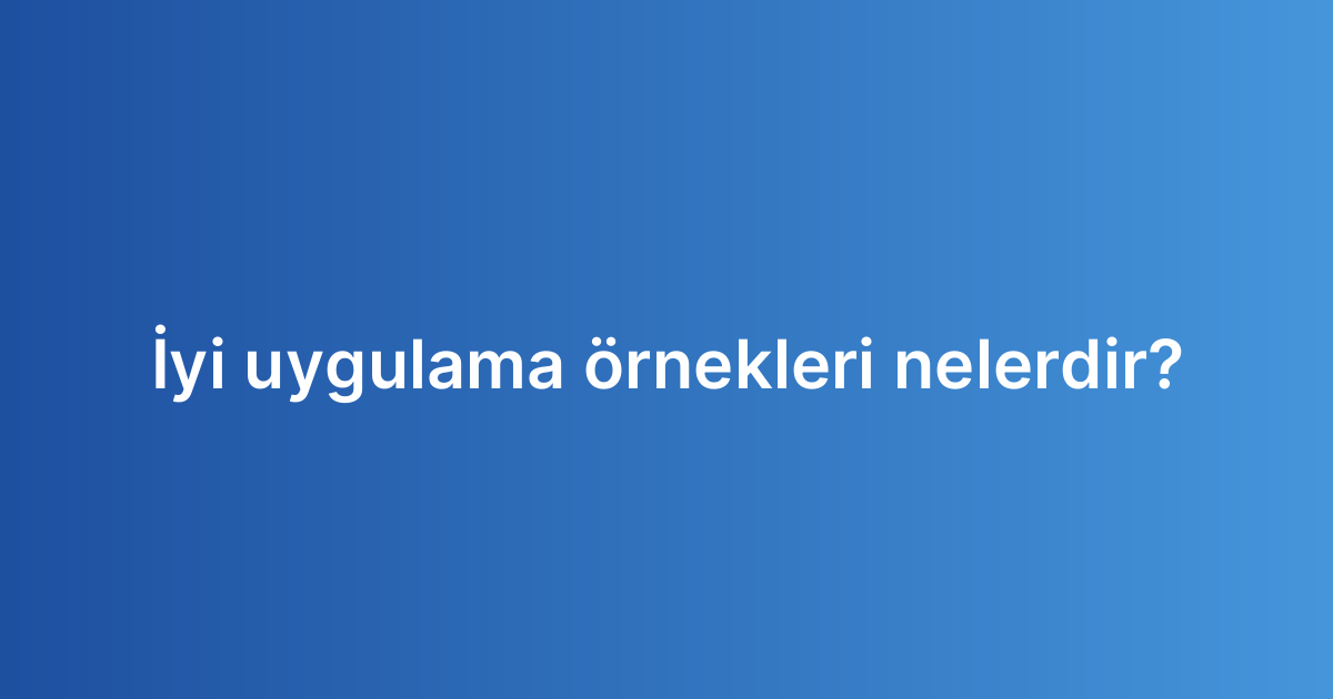 İyi uygulama örnekleri nelerdir?